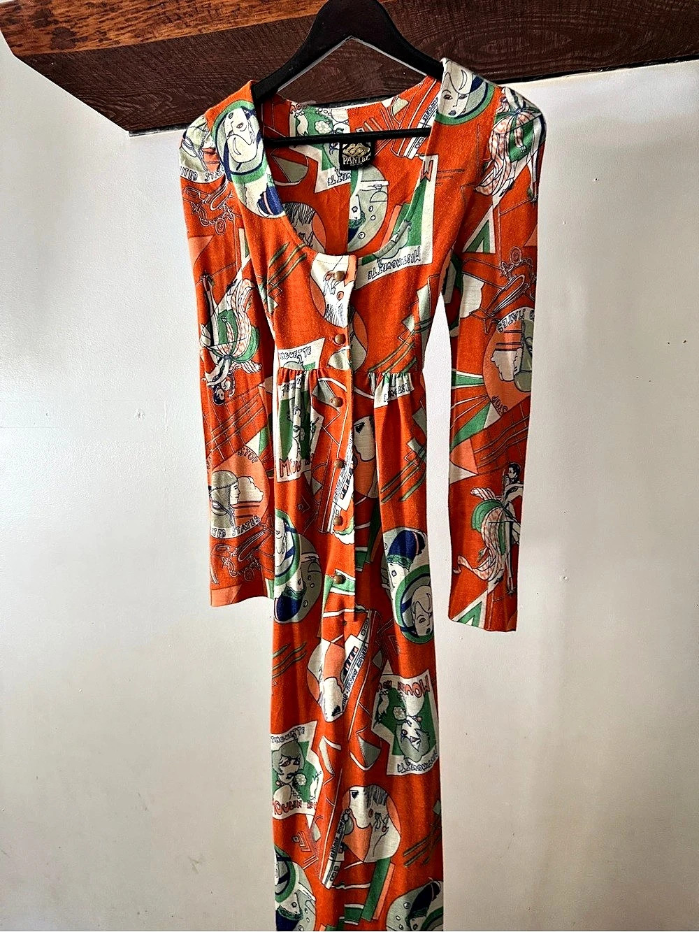 Vintage Pantel Printed Long Sleeve Maxi Dress Size 11 Like New